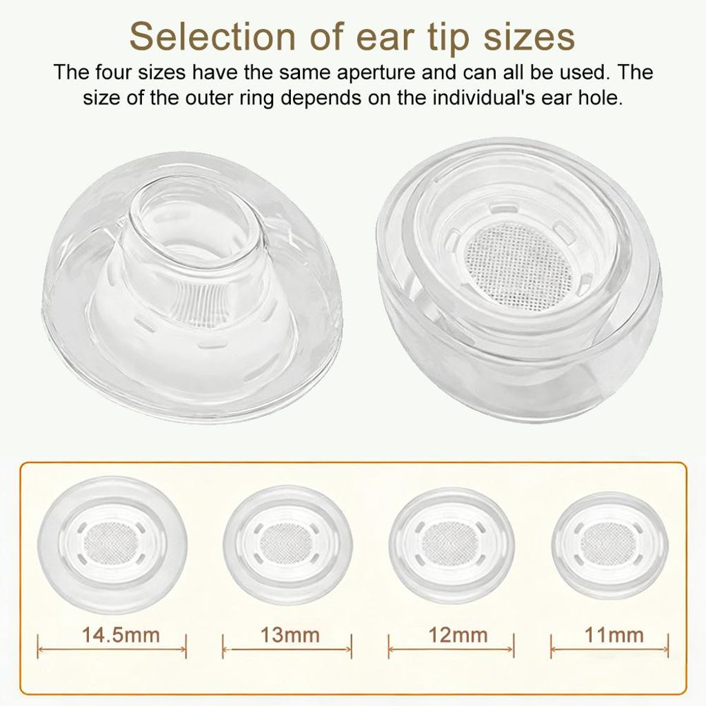 AirPods Pro/Pro 2 Silikonøretupper + Rengjøringsbørste, 4 Par - Gjennomsiktige