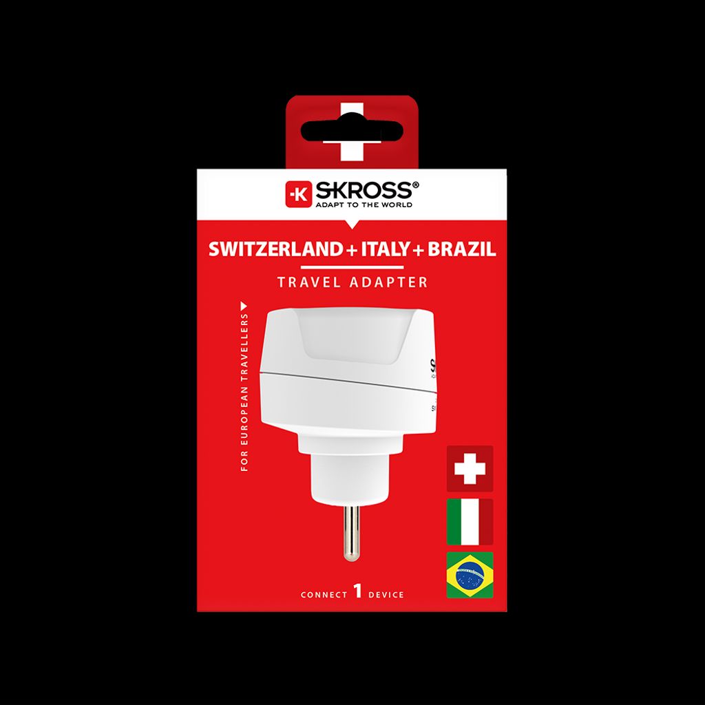 SKROSS Reiseadapter Europa til Sveits / Italia / Brasil