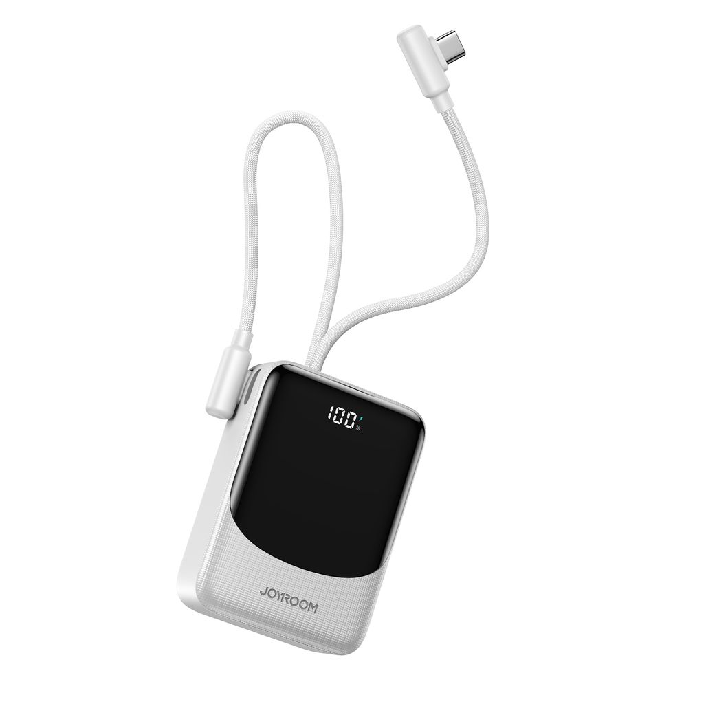 Joyroom JR-PC1 22.5W mini powerbank 10000mAh med USB-C/Lightning-kablar – vit