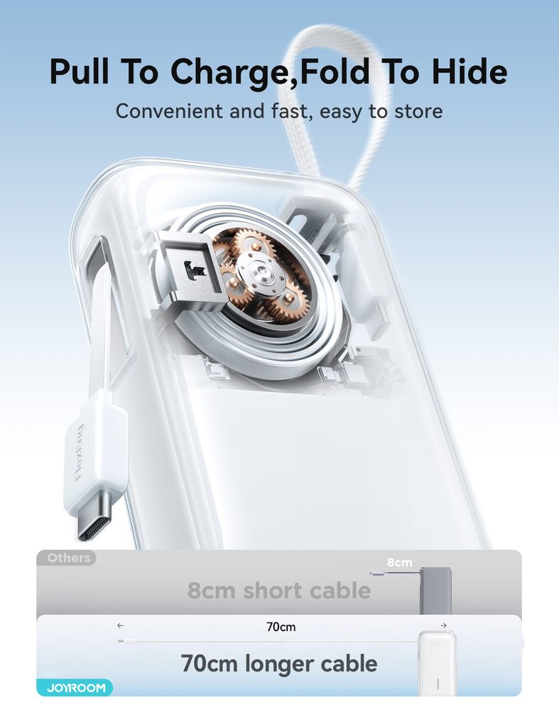 Joyroom JR-PR2L 35W Mini Powerbank 10000mAh med USB-C/Lightning-kablar - Orange