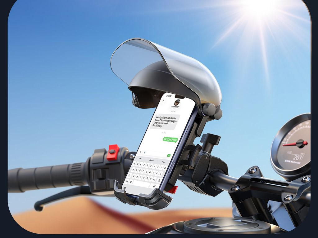 Joyroom JR-ZS526 Telefonholder med Solskærm til Motorcykelstyr – Sort