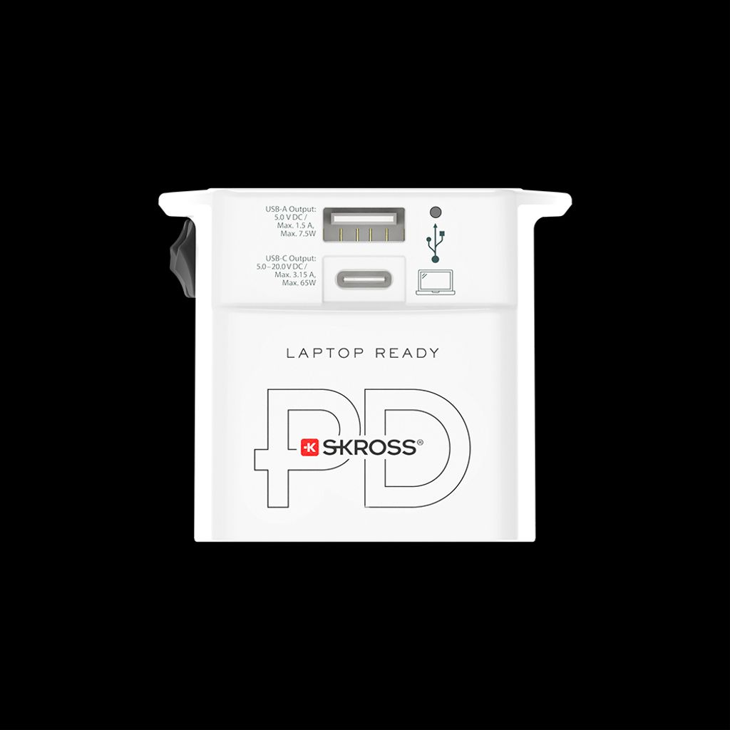 SKROSS universal reiseadapter med USB-A/USB-C 65W PD + USB-C-kabel