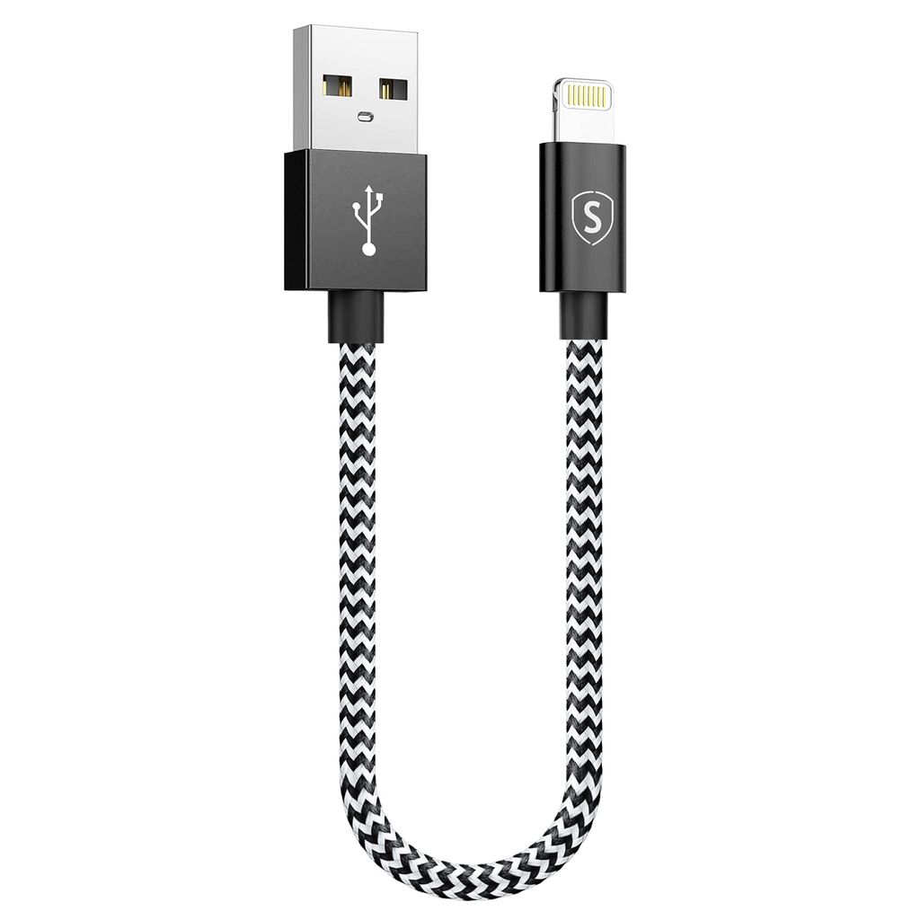 SiGN Skin Lightning Kabel 2.4A, 0.25m - Svart/Vit