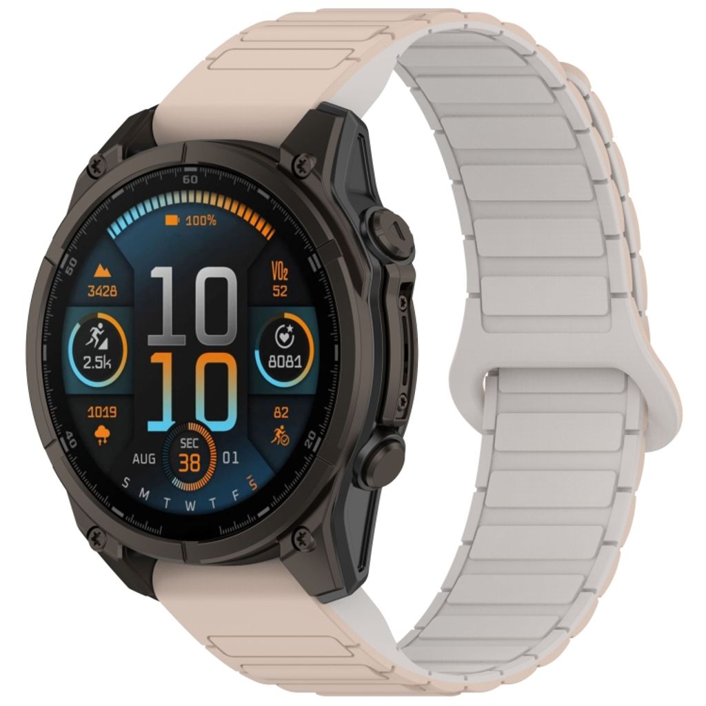 Garmin Fenix 8 51mm Klokkereim i silikon tofarget - Hvit / Beige