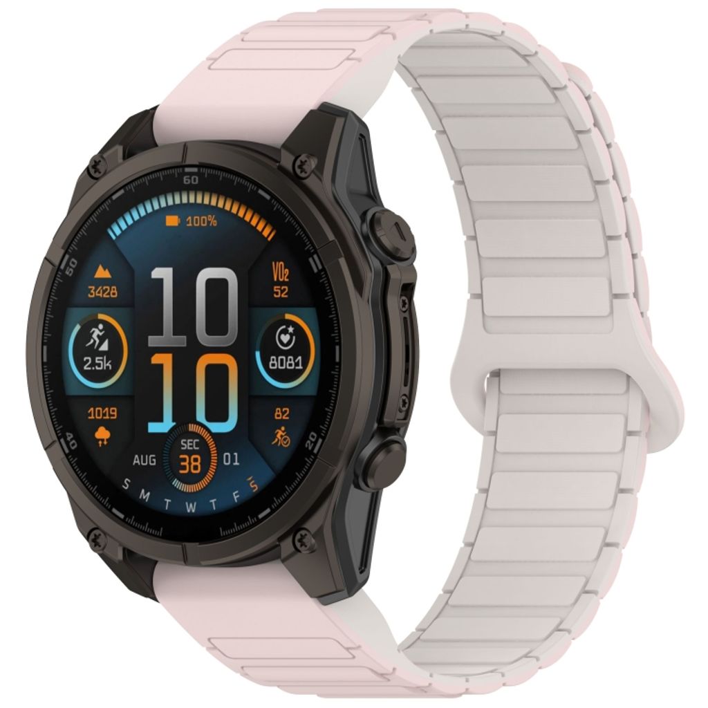 Garmin Fenix 8 43mm Klokkereim i silikon tofarget - Rosa / Hvit