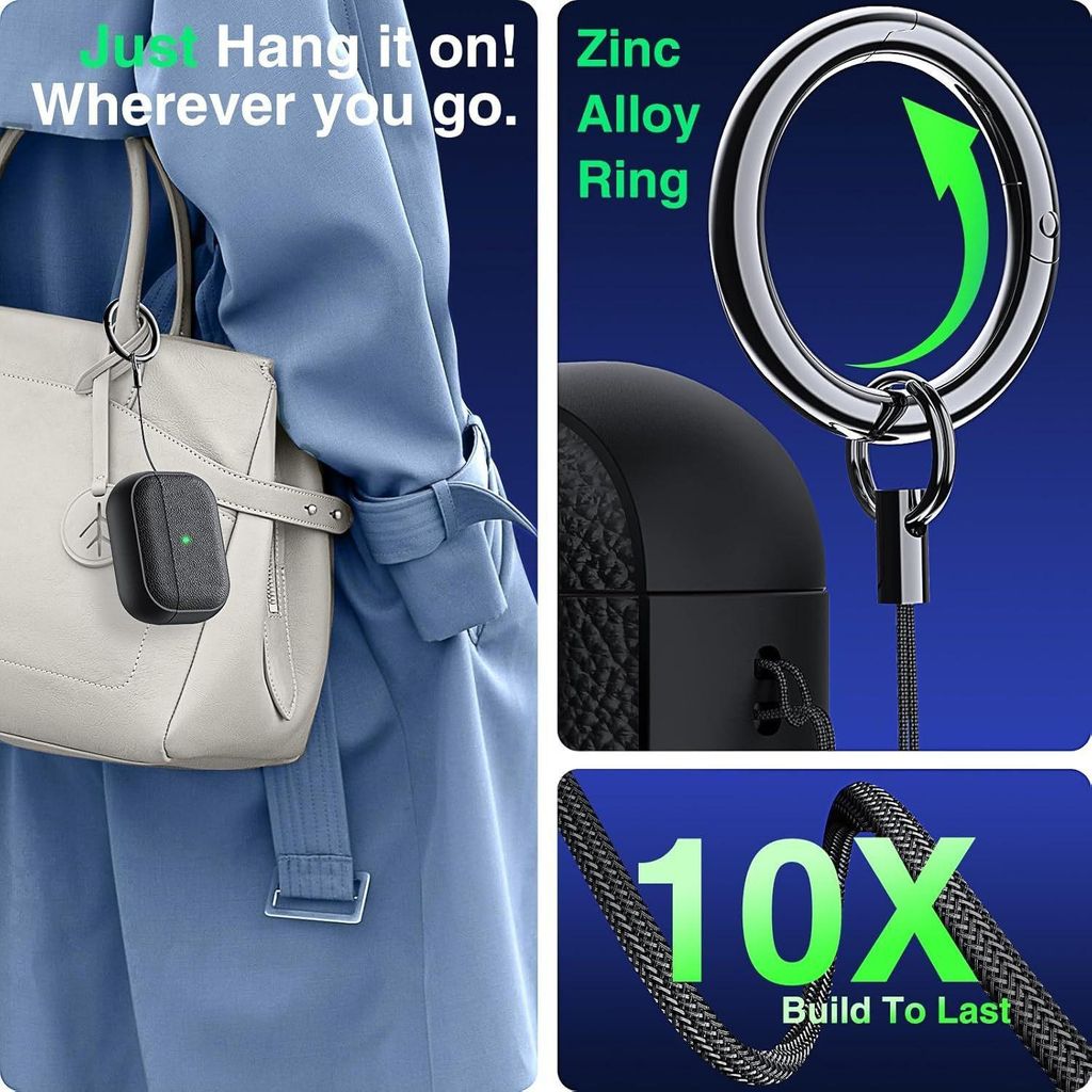 Silikonfodral med Lychee-textur för AirPods Pro 3 – Svart