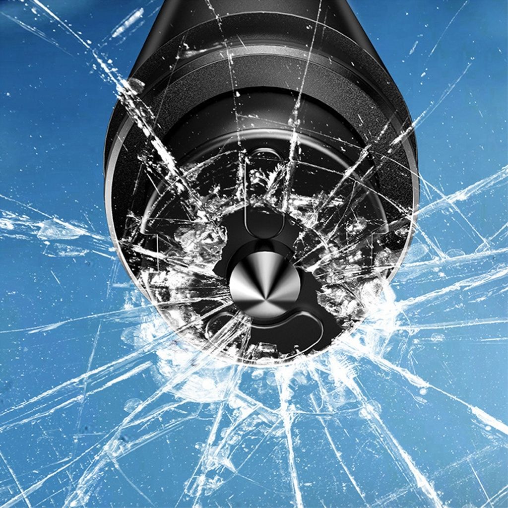 Bilsikkerhetshammer – Vindusbryter og sikkerhetsbeltekutter – Sølv