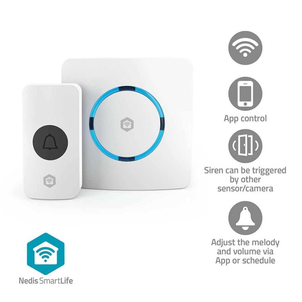 Nedis SmartLife trådlös dörrklocka WiFi – vit