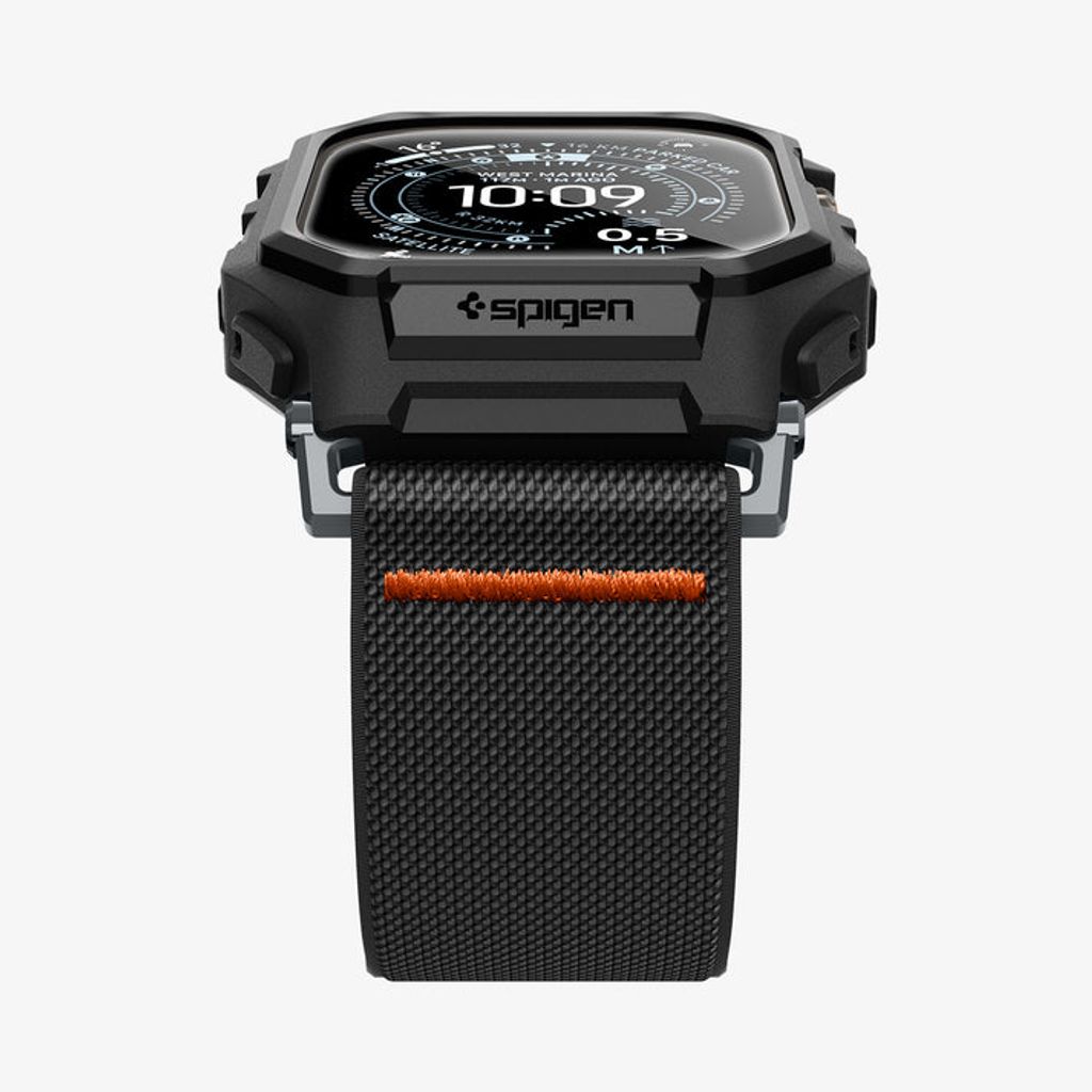 Spigen Apple Watch Ultra 4/3/2/1 49mm Kellonranneke & Kuori Lite Fit Pro näytönsuojalla  - Musta