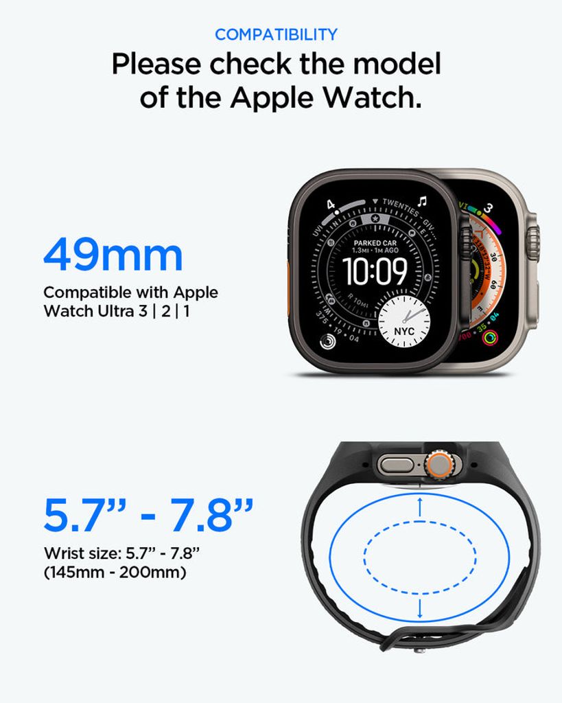 Spigen 3in1 Kellonranneke + Kuori + Näytönsuoja Apple Watch Ultra 4/3/2/1 (49mm) - Musta