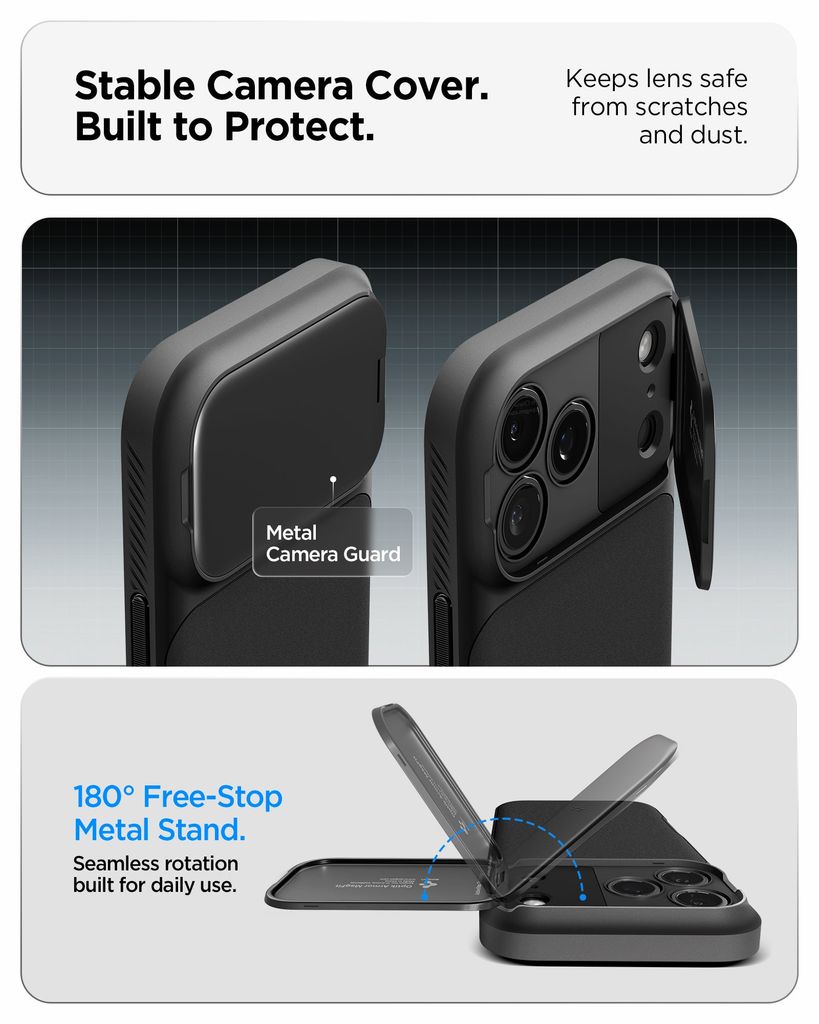 Spigen Optik Armor MagFit Deksel til iPhone 18 Pro / 17 Pro - Svart