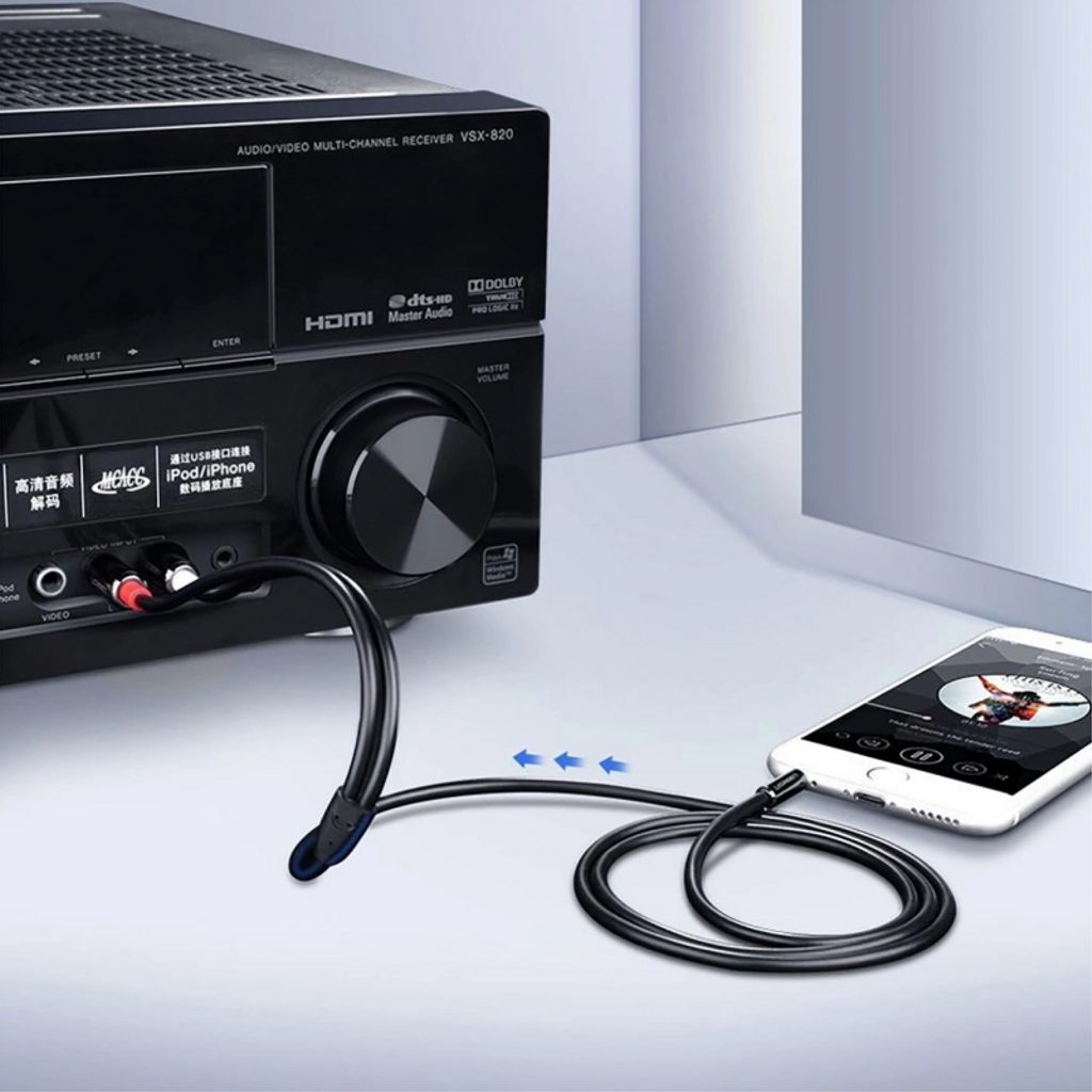 UGREEN AV116 3.5 mm till 2 x RCA ljudkabel, 1 m – svart