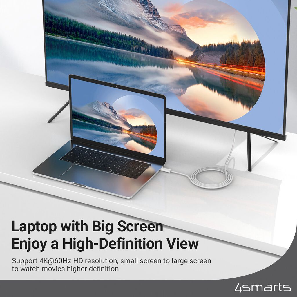 4Smarts USB-C til DisplayPort-kabel - hvid, 2m