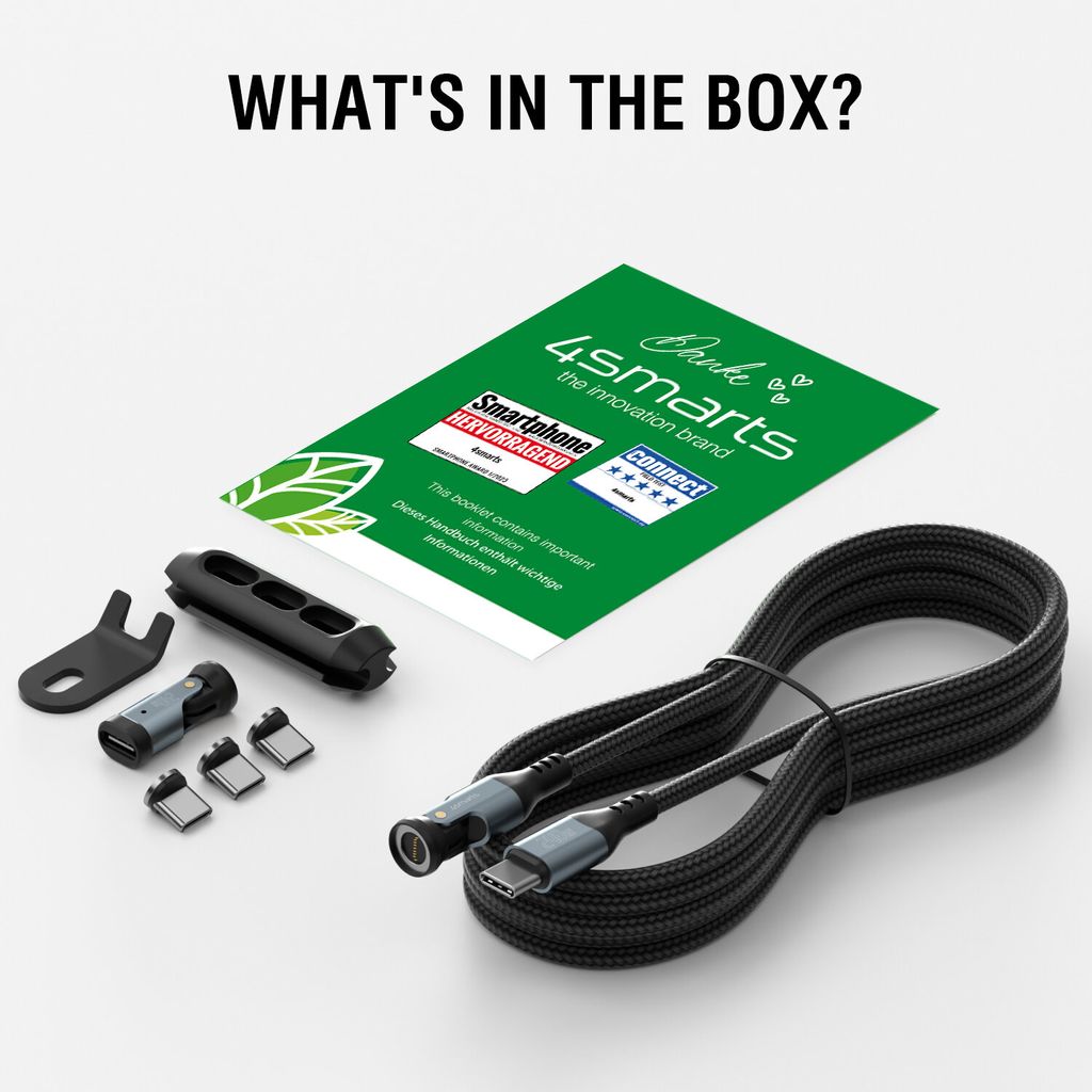 4Smarts GravityCord USB-C 540° magnetiskt kabelset 240W 1,8m – svart