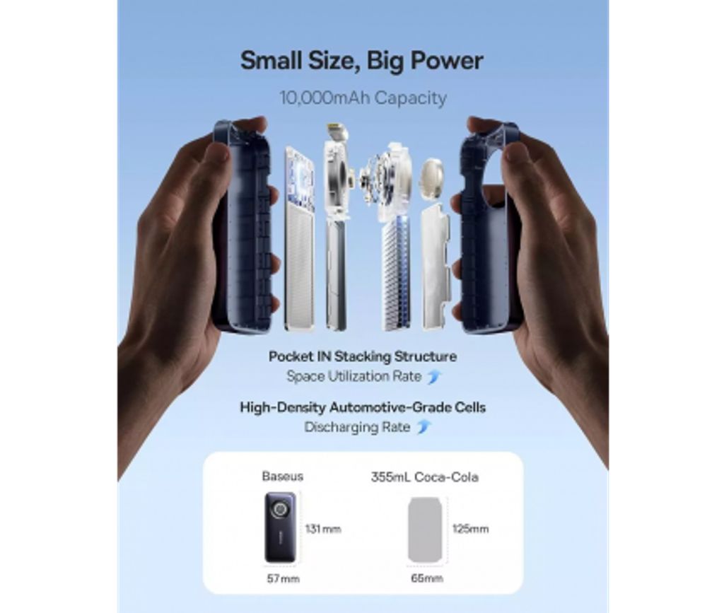 Baseus Powerbank EnerCore CR11 10000mAh 45W PD med USB-C-kabel – Svart