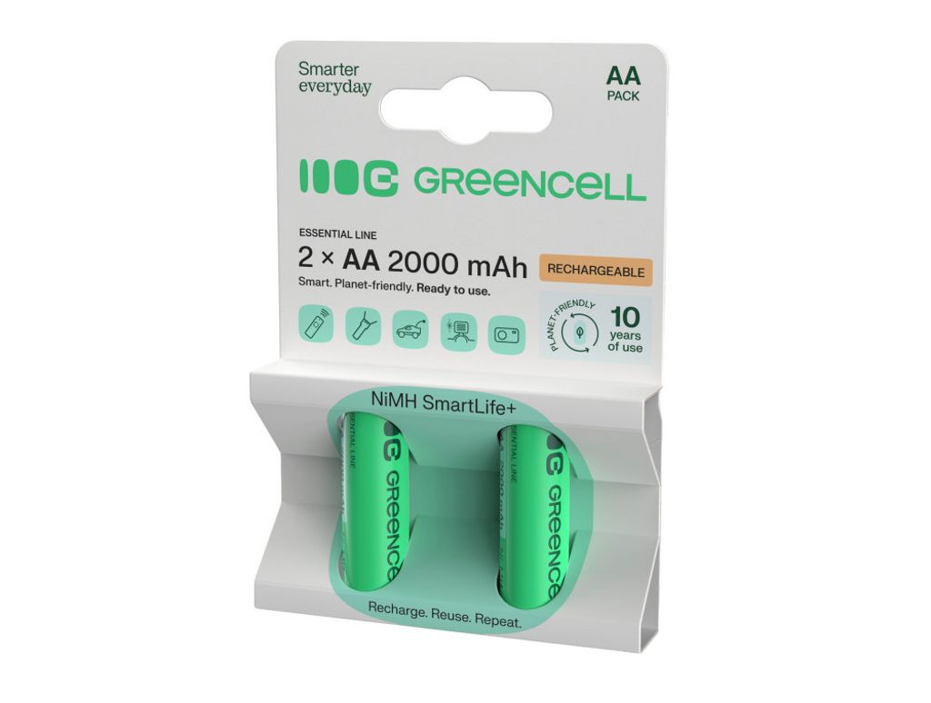 Green Cell Laddningsbara AA Batterier 2000mAh, 1.2V, 2-pack