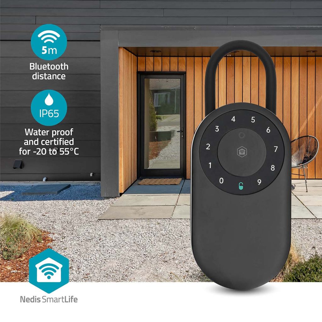 Nedis SmartLife nøkkelskap med Bluetooth og IP65 for utendørs bruk – svart