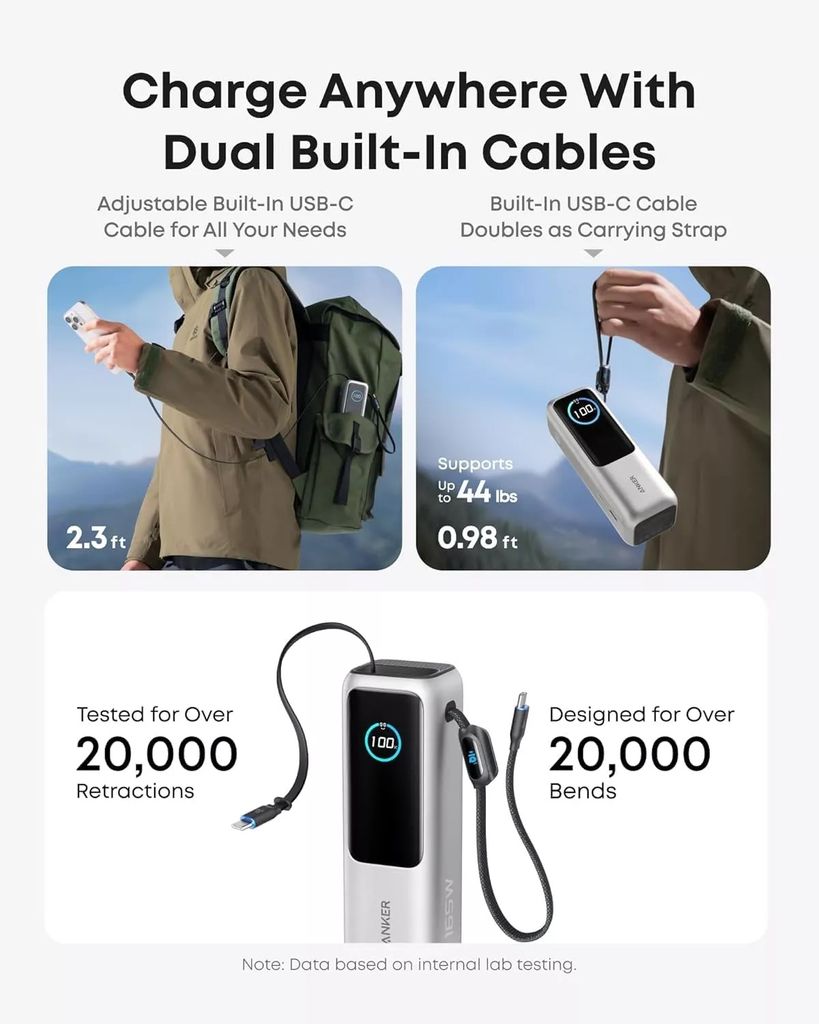 Anker 25.000 mAh Powerbank 165W - Sølv