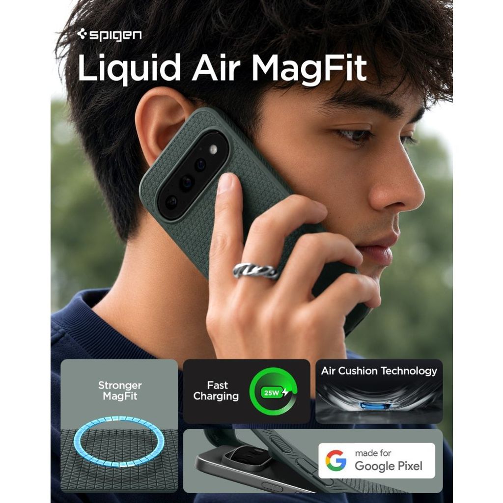Spigen Liquid Air MagSafe -kuori till Google Pixel 11 Pro - Tummanvihreä