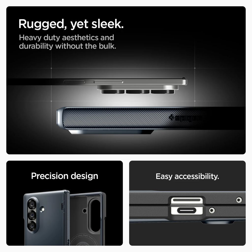 Spigen Slim Armor Pro MagSafe Skal till Samsung Galaxy Z Fold 7 - Metal Slate