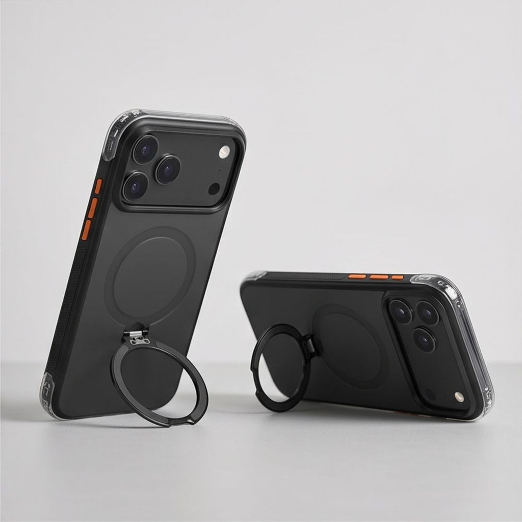 Tech-Protect MagAir Stand MagSafe CC -kuori till iPhone 18 Pro/17 Pro - Musta