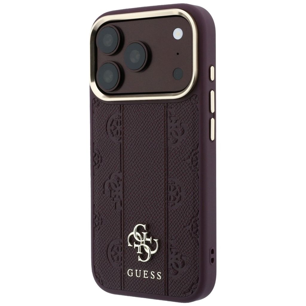 Guess Stripe Peony 4G Logo MagSafe -kuori iPhone 18 Pro Max:lle - Burgundi