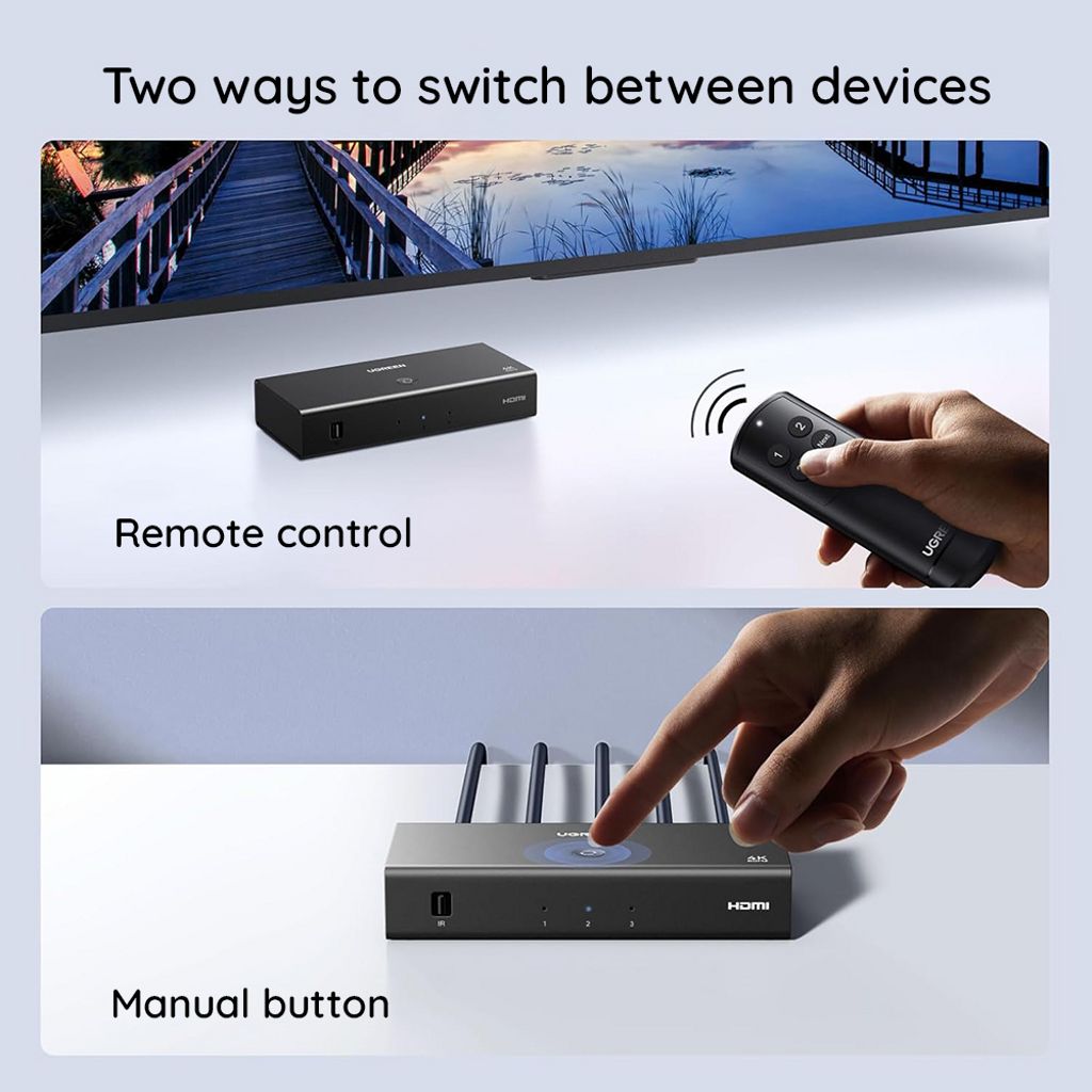 UGREEN AW504 3x HDMI-switch - Sort