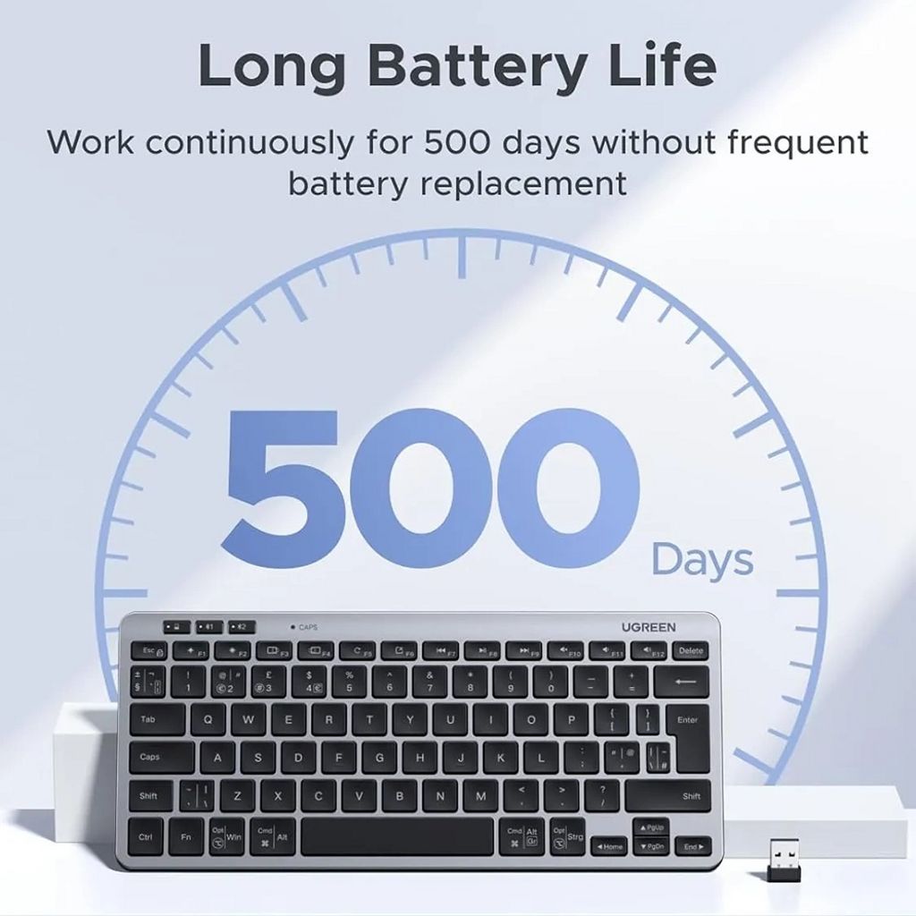 UGREEN Trådløst Tastatur Bluetooth/WiFi – Sort
