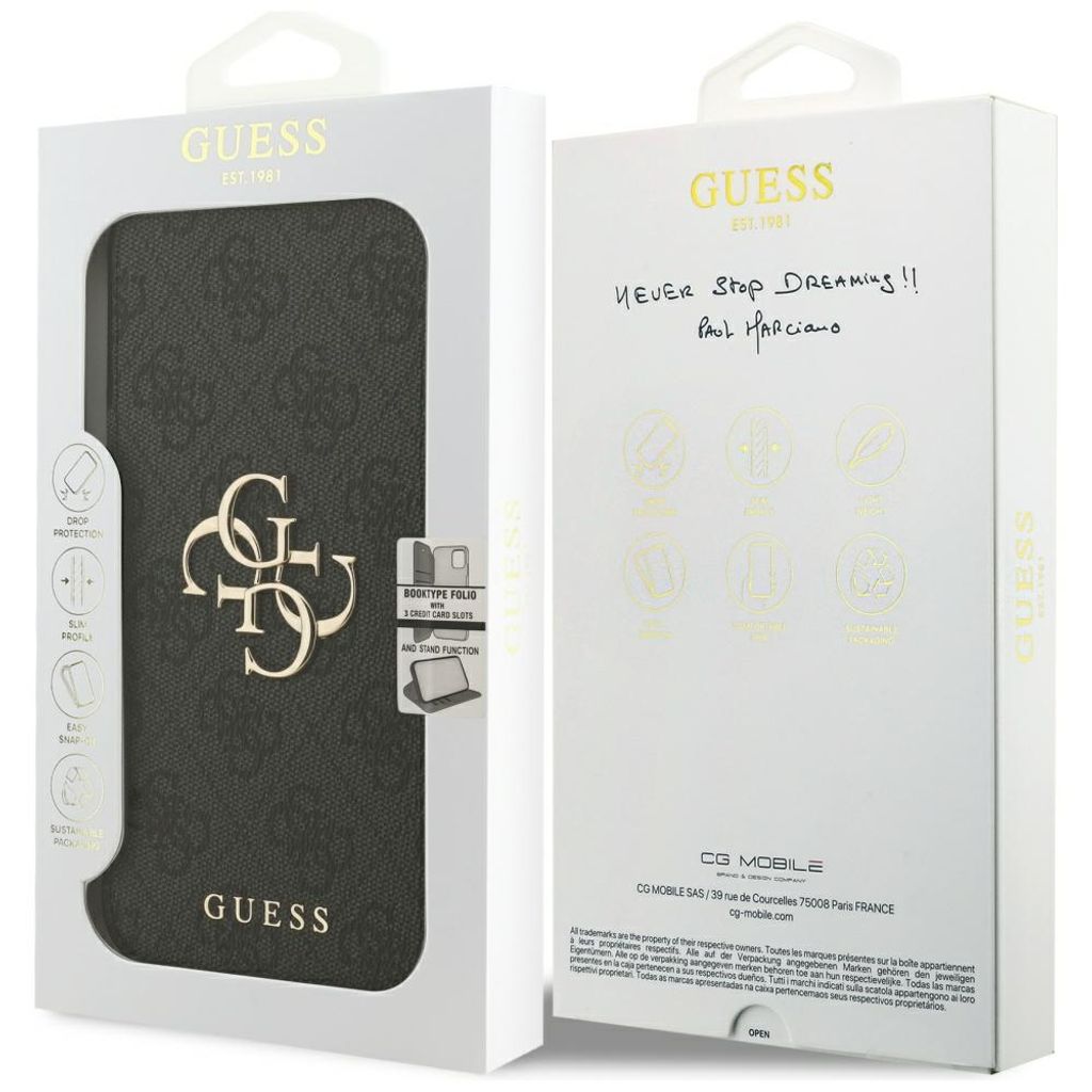Guess 4G Metal Logo -kotelo  iPhone 18 Pro Max/17 Pro Max:lle - Musta