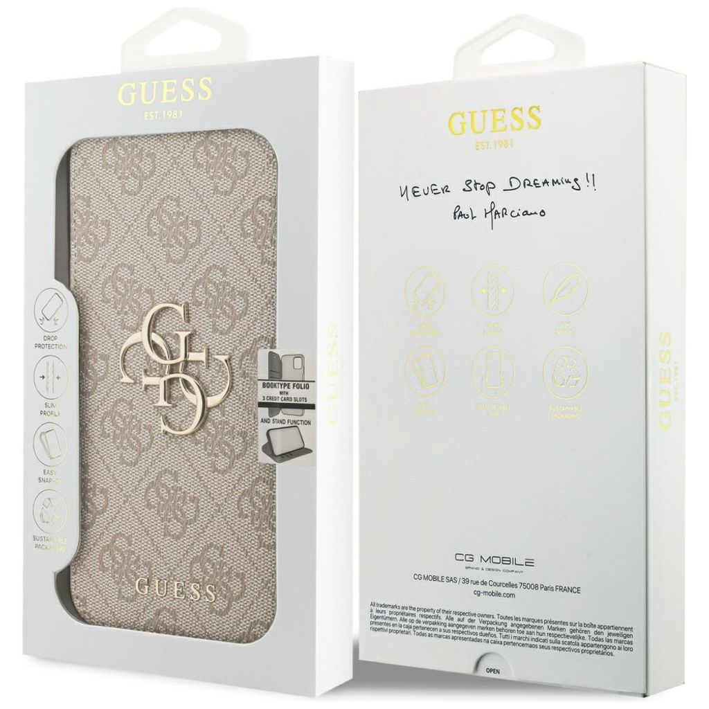 Guess 4G Metal Logo -kotelo  iPhone 18 Pro/iPhone 17 Pro:lle - Vaaleanpunainen