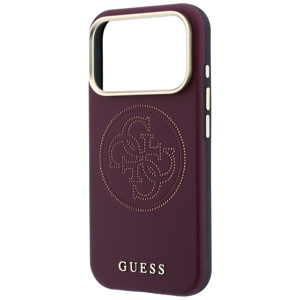 Guess Perforated 4G Gold Logo Magsafe -kuori iPhone 18 Pro Max:lle - Burgundi