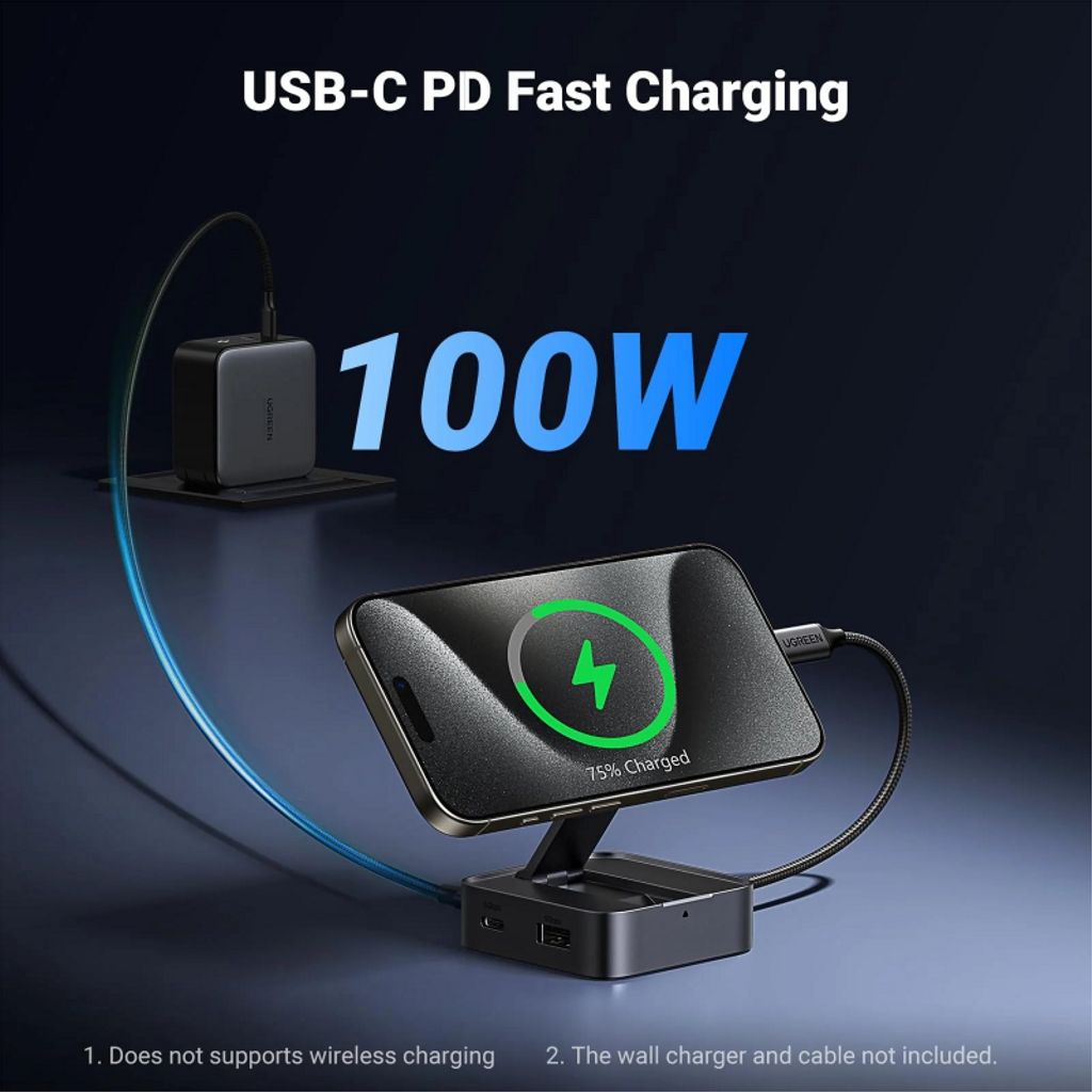 UGREEN USB-C-keskitin 1x USB-A/2x USB-C/1x HDMI - Harmaa