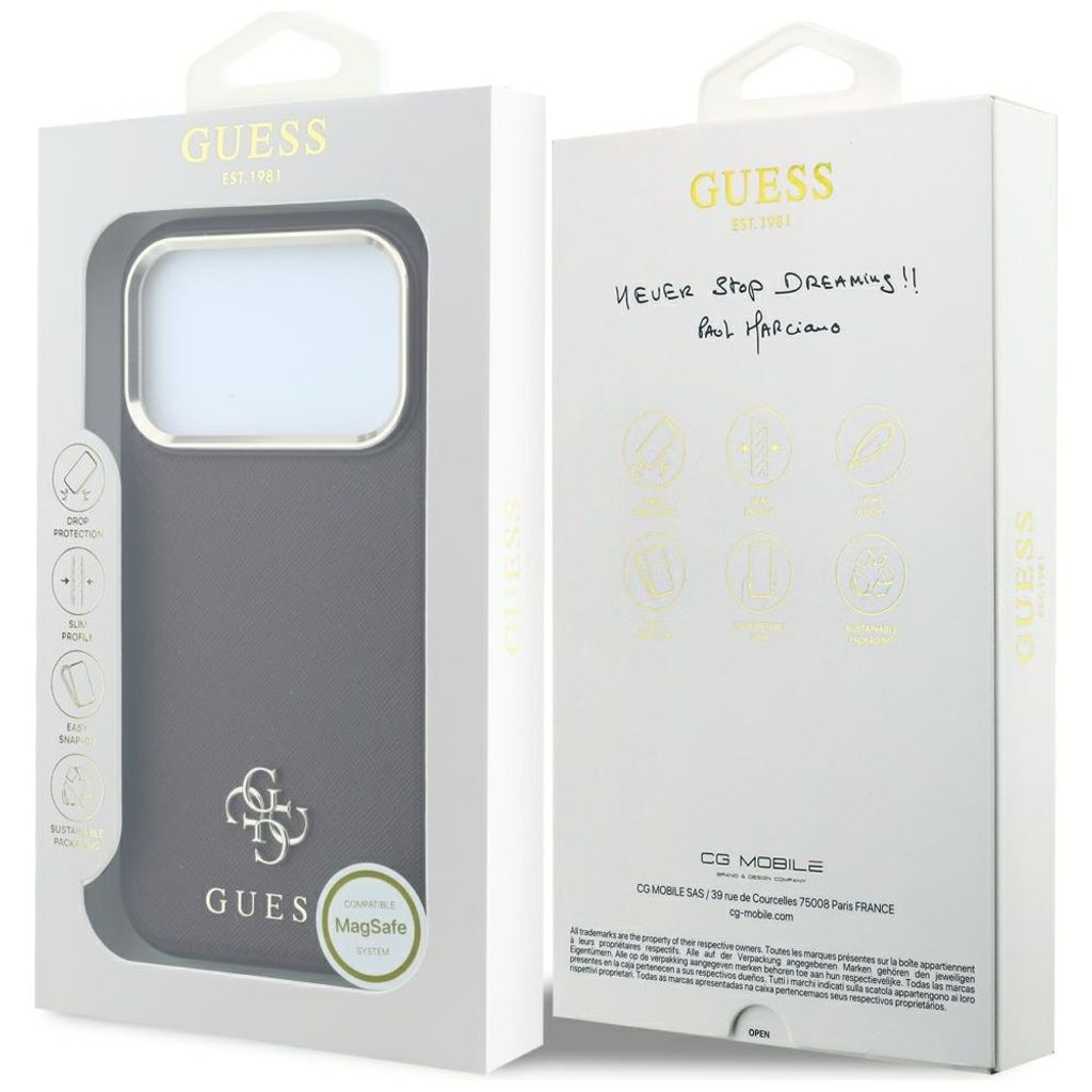 Guess Saffiano Small 4G Classic Logo MagSafe -kuori iPhone 18 Pro Max :lle - Burgundi