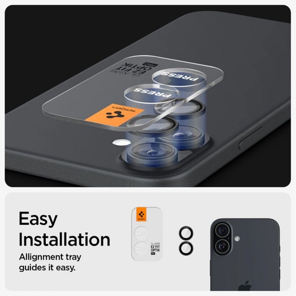 Spigen iPhone 17 / 16 Plus Glas.tR EZ Fit Optik Pro Linsebeskytter, 2 stk - Svart