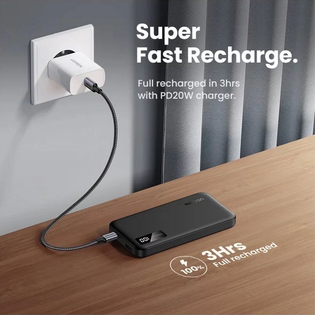 UGREEN PB311 powerbank 10000mAh 22.5W – svart
