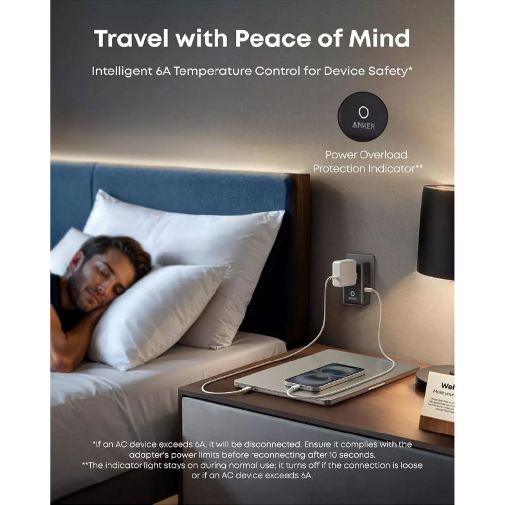 Anker Nano Travel reiseadapter 20W, 3A, 2 x USB-A og 2 x USB-C – svart