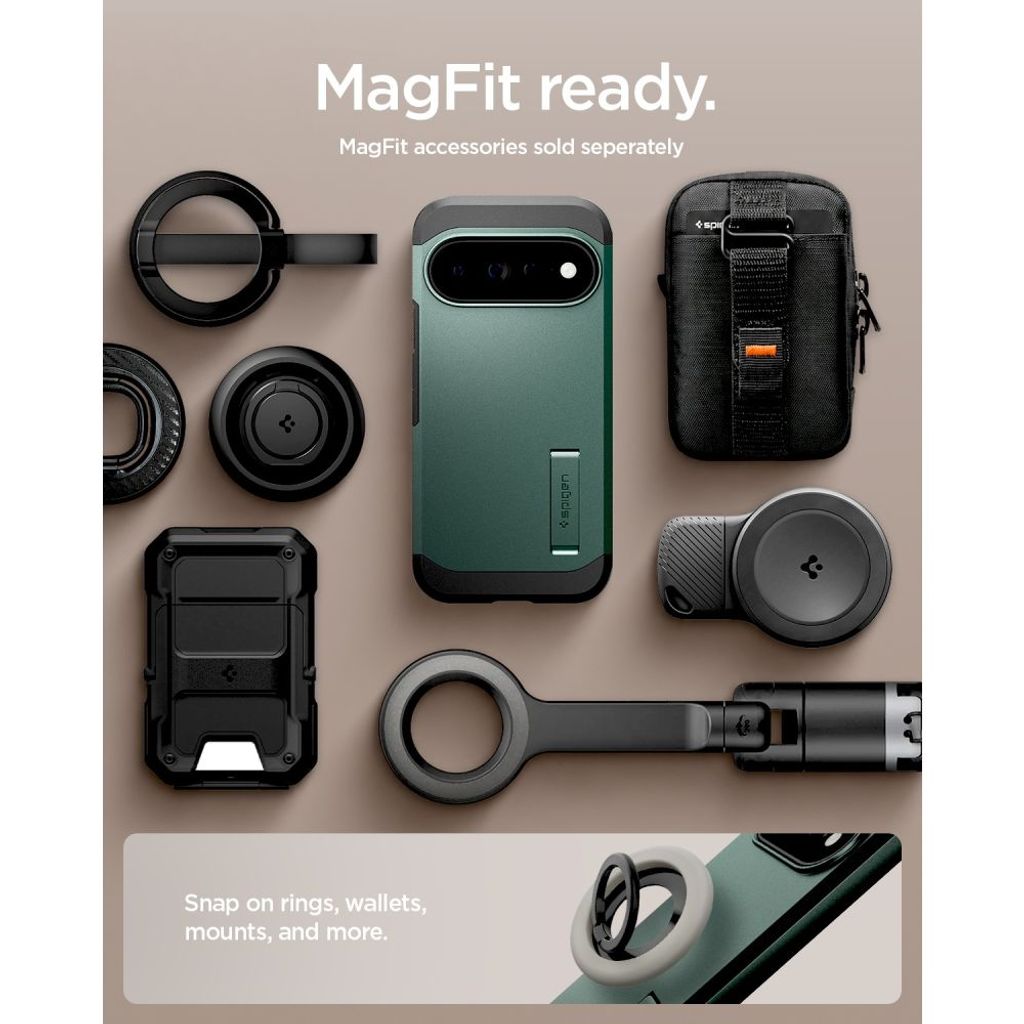 Spigen Tough Armor MagSafe -kuori till Google Pixel 11 Pro - Tummanvihreä