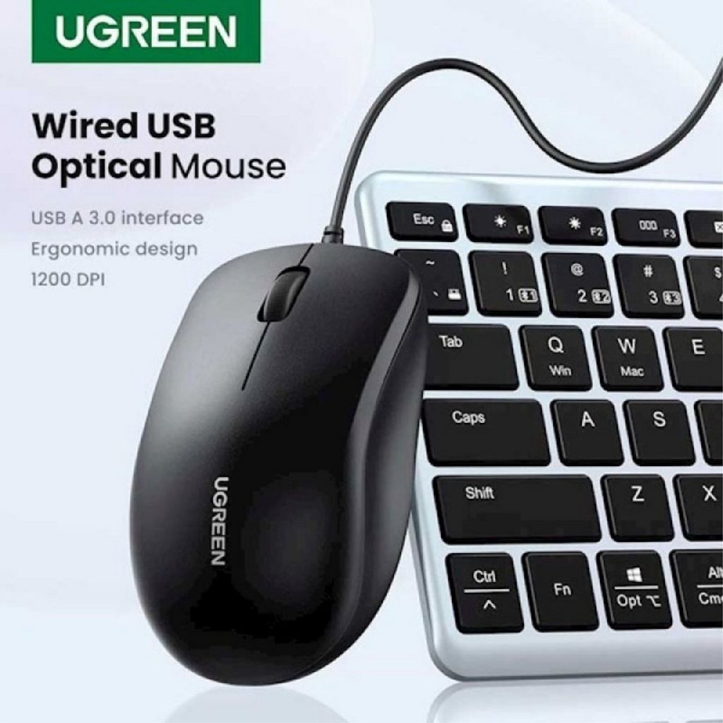 UGREEN MU007 trådbunden mus 1200DPI 1,5 m – svart