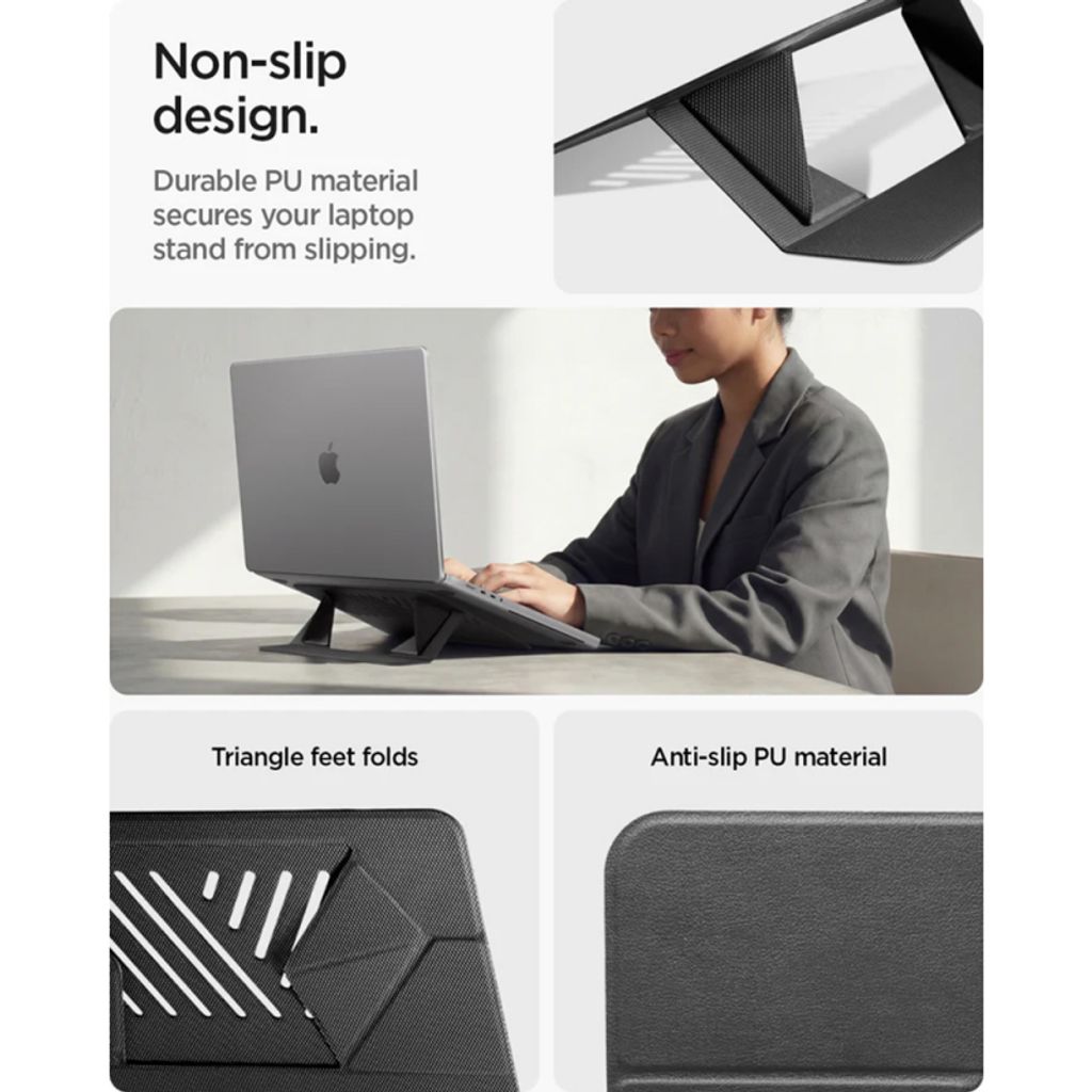 Spigen Slim Fold skrivbordsstativ för laptop upp till 14" LD201-S6 – svart