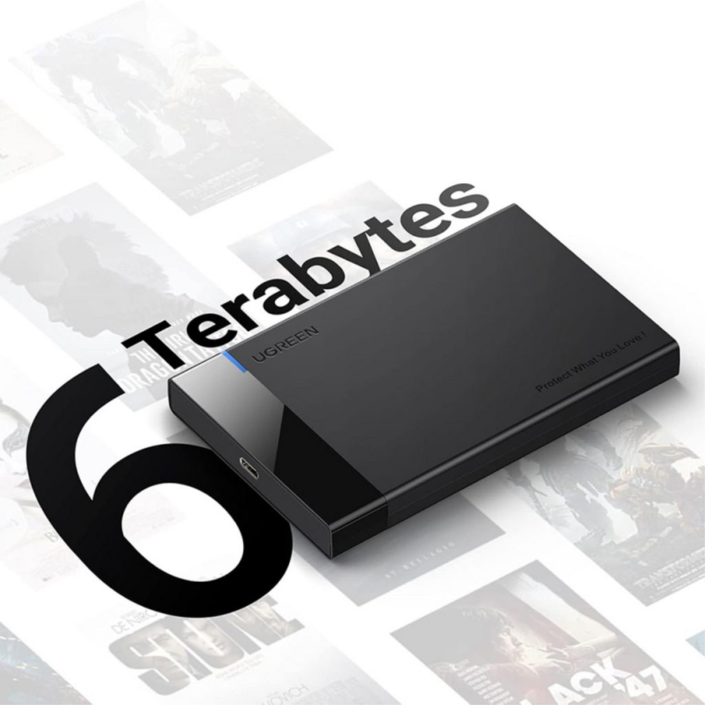 UGREEN Eksternt kabinet til 2,5 tommer HDD/SSD SATA, USB-C, sort