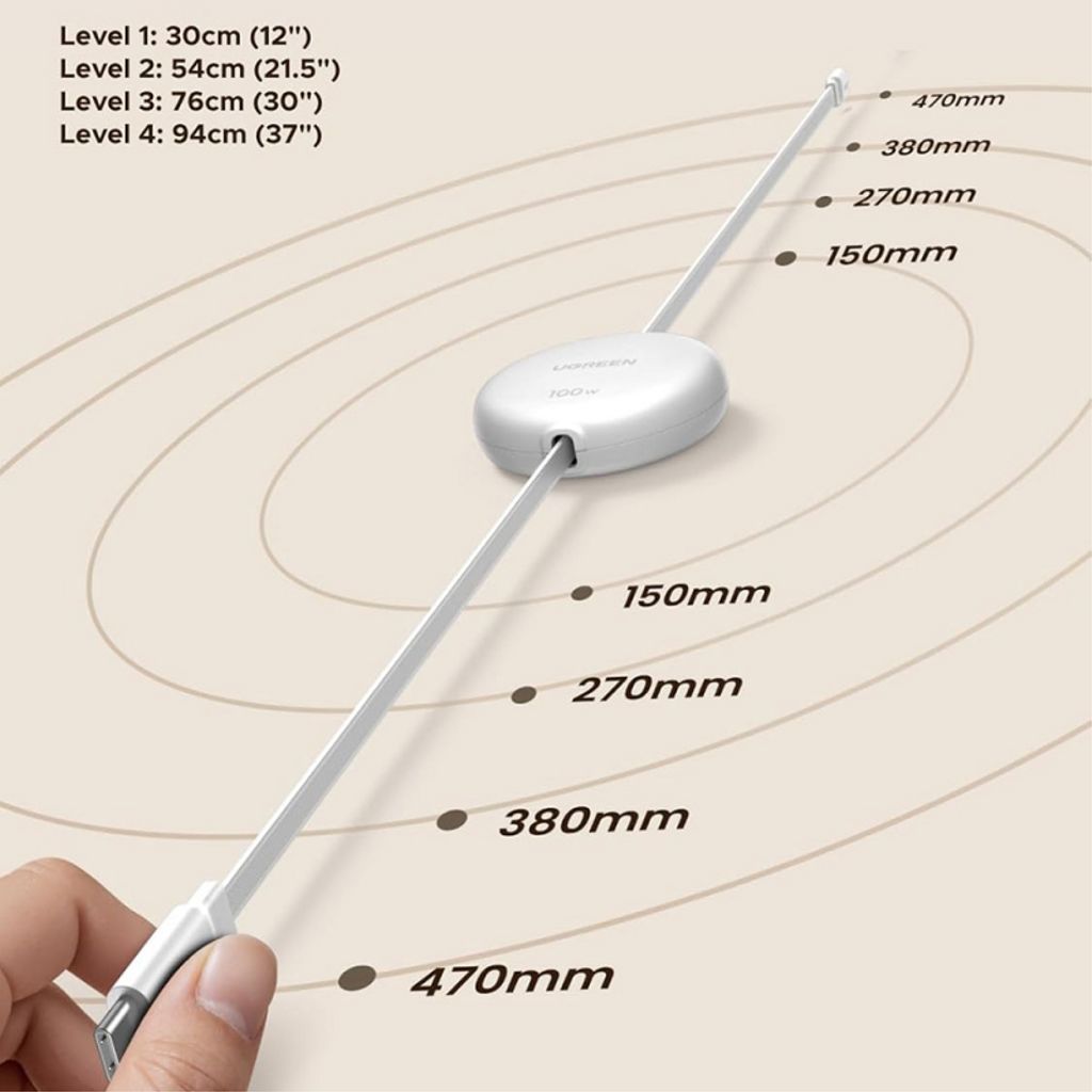 UGREEN USB-C - USB-C PD -pikalatauskaapeli, jatkettava, 100 W – valkoinen