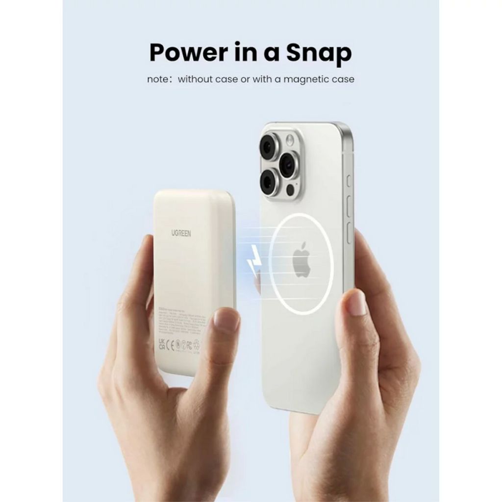 UGREEN PB561 Trådlös powerbank 10000mAh, 20W PD + FQI – beige