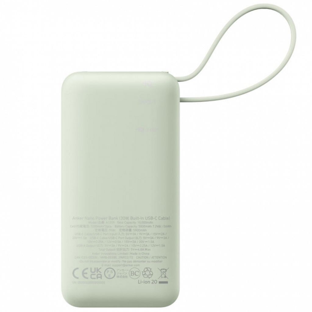 Anker Nano 10000 mAh Magnetisk Powerbank 30W – Grøn