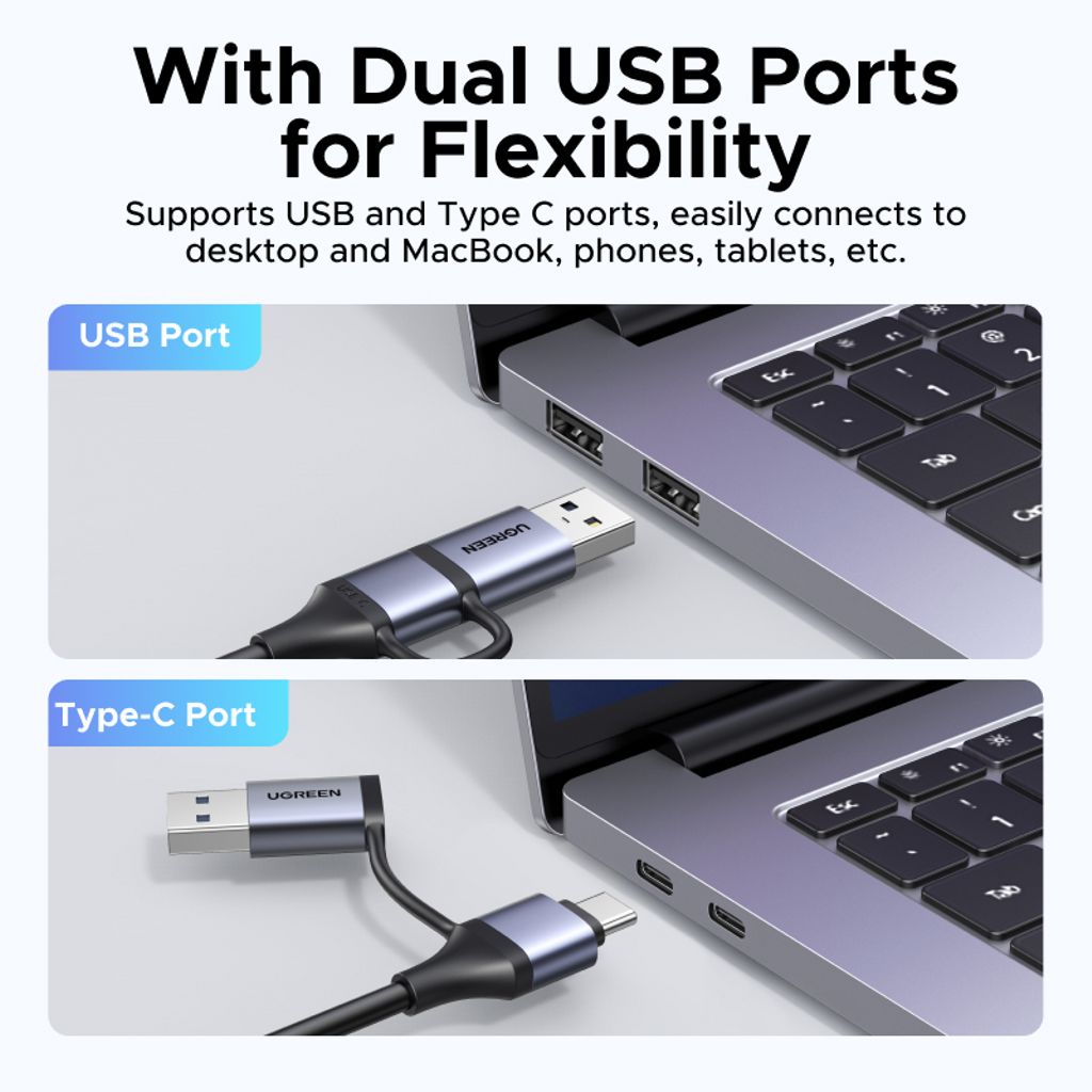 UGREEN HD HDMI till USB-A/USB-C videoinspelningskort / adapter – grå