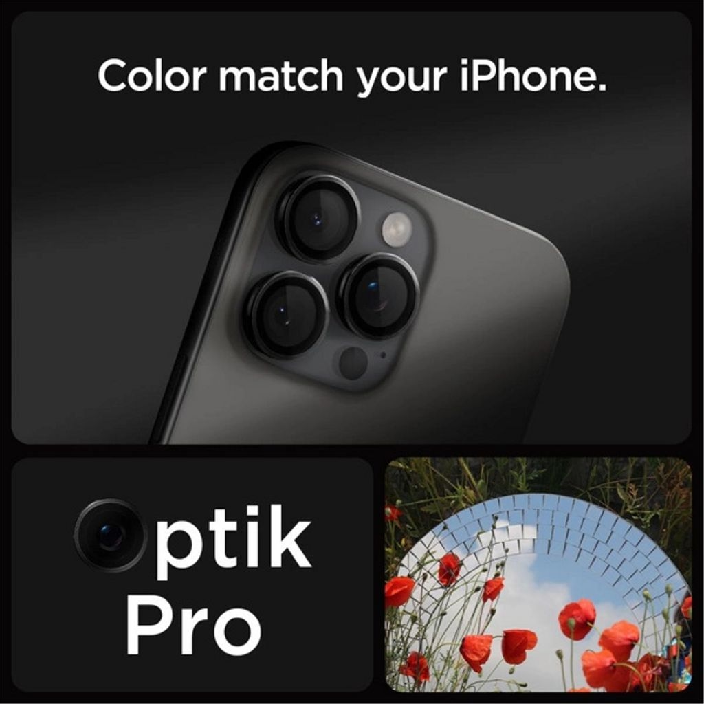 Spigen iPhone 17 Pro/Pro Max Glas.tR EZ Fit Optik Pro Linsskydd, 2-pack - Svart