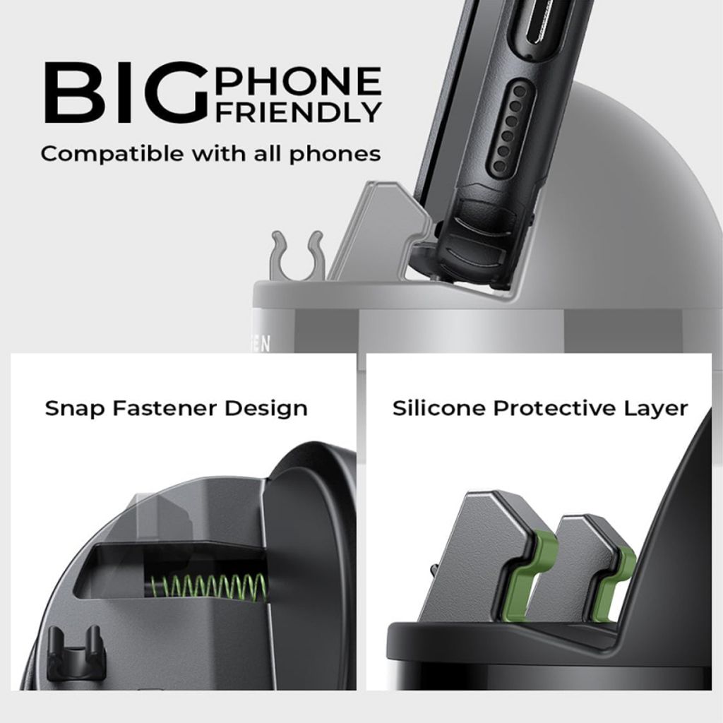 Lisen Bilholder til Telefon/Tablet 6mm-13mm Tykkelse - Sort