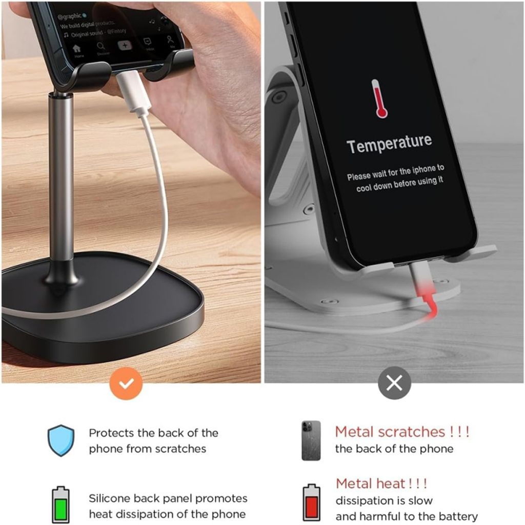 Lisen Mekanisk Stativ for Telefon/Nettbrett 4-10 tommer - Svart