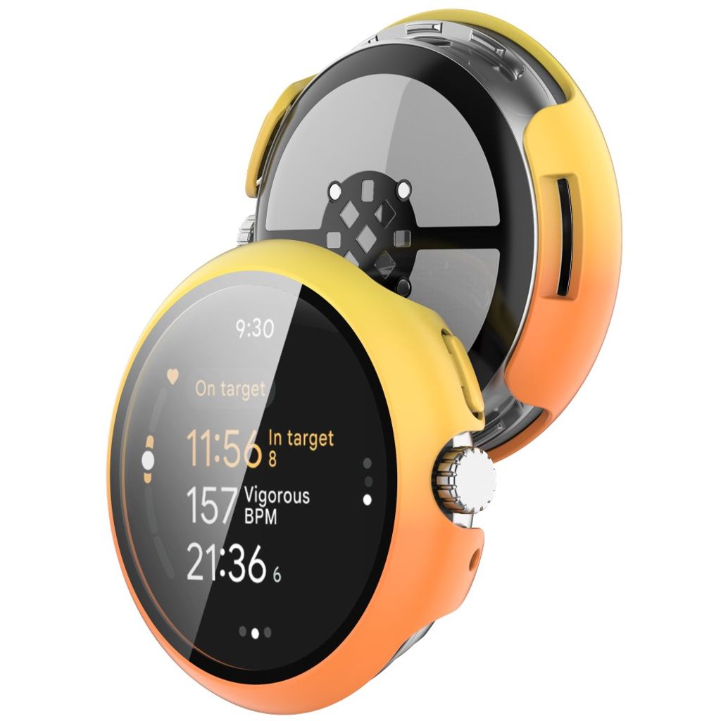 Google Pixel Watch 3 45 mmKuori, Näytönsuoja - keltainen + oranssi