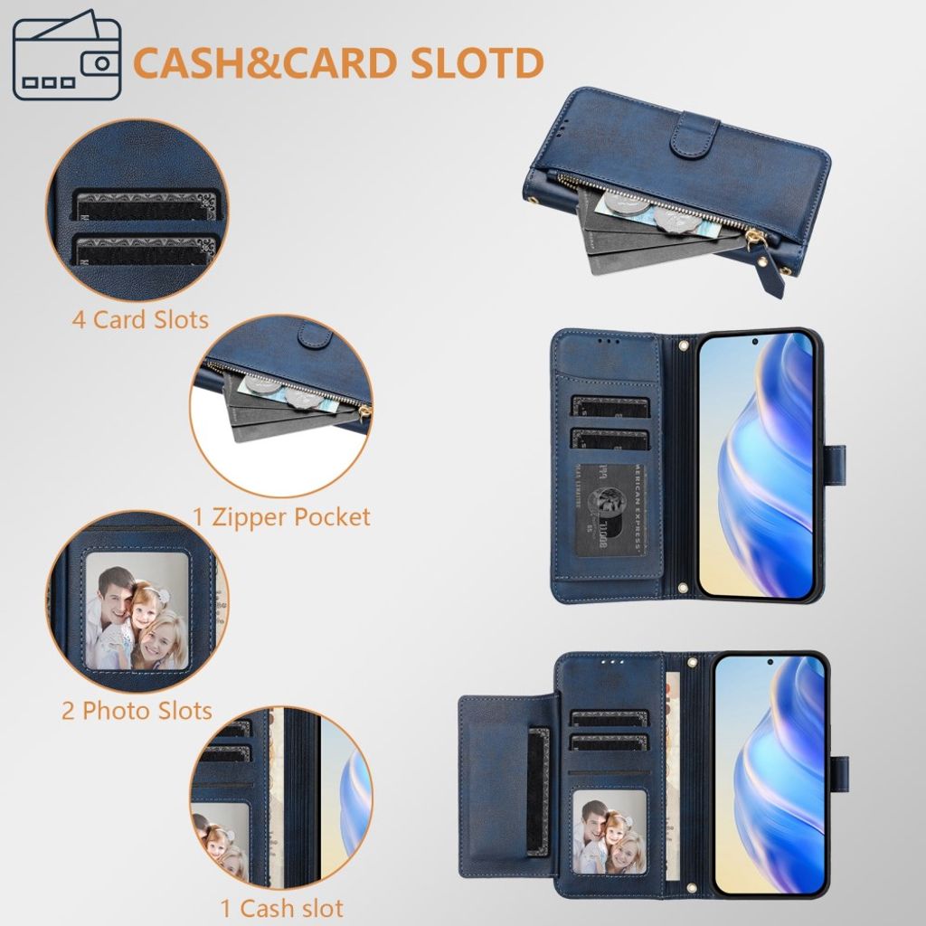 Xiaomi 17T Pro Lompakkokotelo vetoketjulla - Sininen