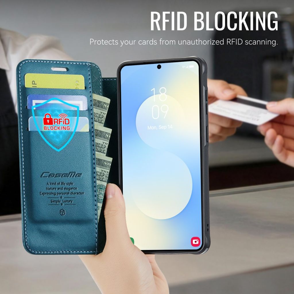 CASEME 053  Samsung Galaxy S25 FE  Flip Cover MagSafe RFID-blokerende - Blå